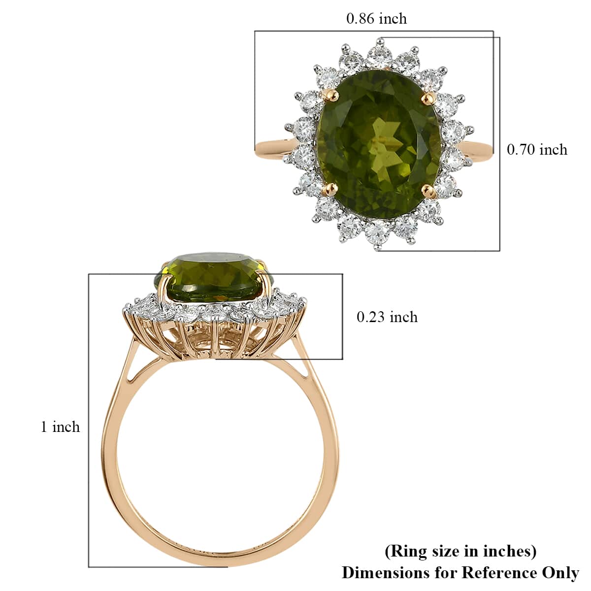 LUXORO 10K Yellow Gold AA Premium Peridot and Moissanite Halo Ring (Size 7.0) 2.35 Grams 6.10 ctw image number 5