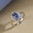 Tanzanite and Diamond Halo Ring in Platinum Over Sterling Silver (Size 10.0) 1.40 ctw image number 1