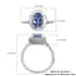 Tanzanite and Diamond Halo Ring in Platinum Over Sterling Silver (Size 10.0) 1.40 ctw image number 5