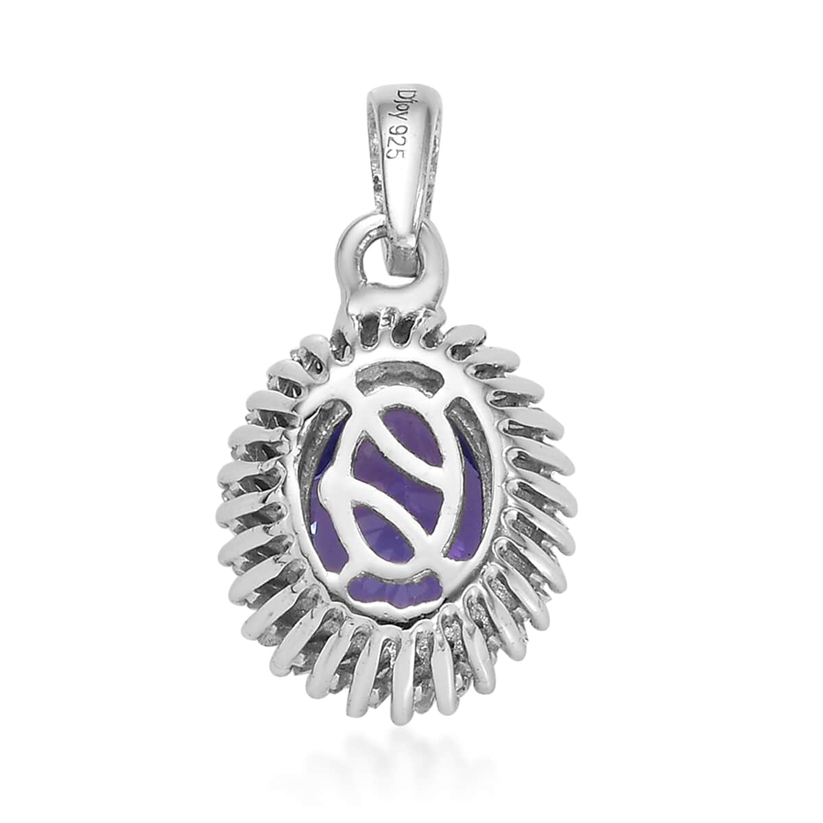 Tanzanite and Diamond Halo Pendant in Platinum Over Sterling Silver 1.40 ctw image number 3