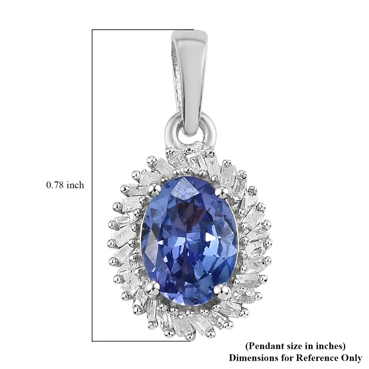 Tanzanite and Diamond Halo Pendant in Platinum Over Sterling Silver 1.40 ctw image number 4