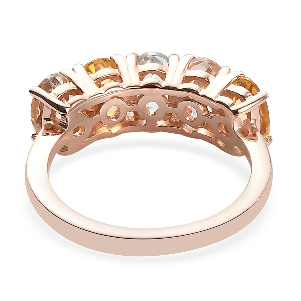 Premium Multi Beryl 5 Stone Ring in Vermeil Rose Gold Over Sterling Silver (Size 6.0) 2.00 ctw image number 4