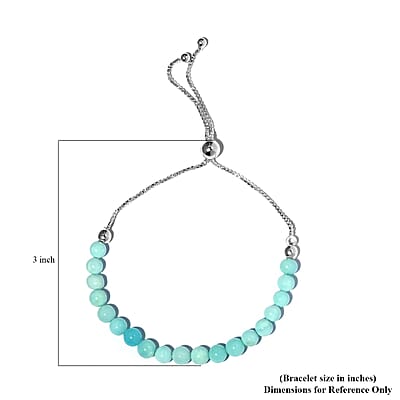 Enhanced Blue Opal Beaded Bolo Bracelet in Platinum Over Sterling Silver 13.90 ctw