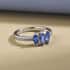 Tanzanite and Natural White Zircon 3 Stone Ring in Platinum Over Sterling Silver (Size 7.0) 1.00 ctw image number 1
