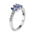 Tanzanite and Natural White Zircon 3 Stone Ring in Platinum Over Sterling Silver (Size 7.0) 1.00 ctw image number 3