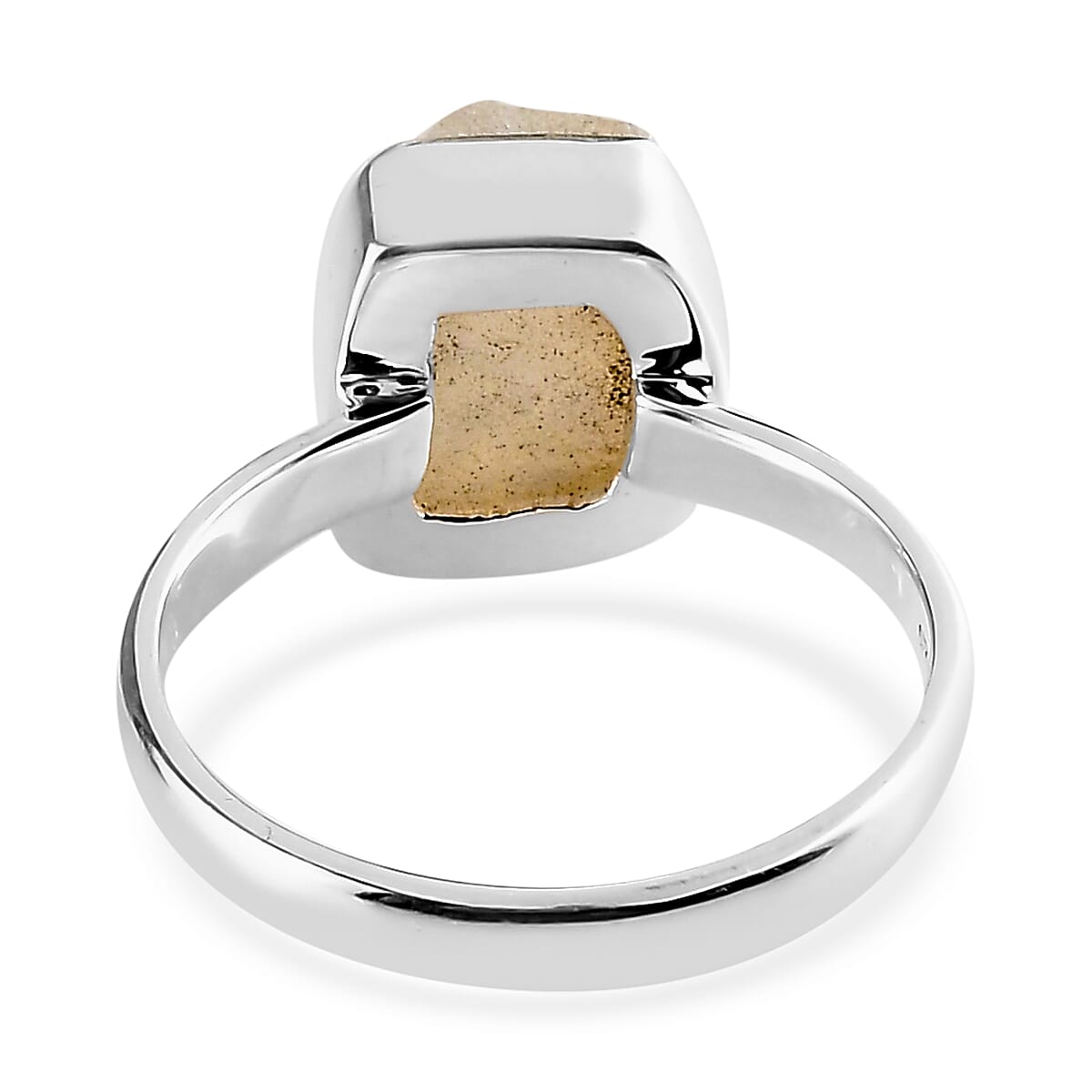 Artisan Crafted Rough Cut Moon Glow Stone Solitaire Ring in Sterling Silver 5.15 ctw image number 4