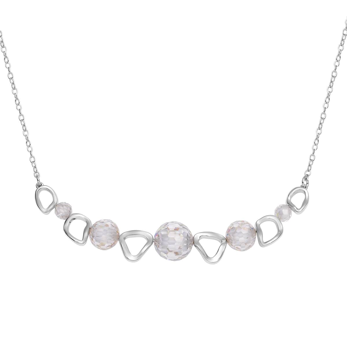 Moissanite Beaded Necklace 18-21 Inches in Rhodium Over Sterling Silver 12.80 ctw image number 0