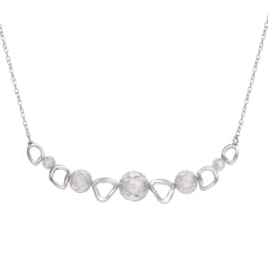 Moissanite Beaded Necklace 18-21 Inches in Rhodium Over Sterling Silver 12.80 ctw