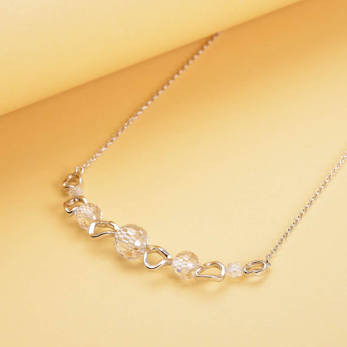 Moissanite Beaded Necklace 18-21 Inches in Rhodium Over Sterling Silver 12.80 ctw image number 1