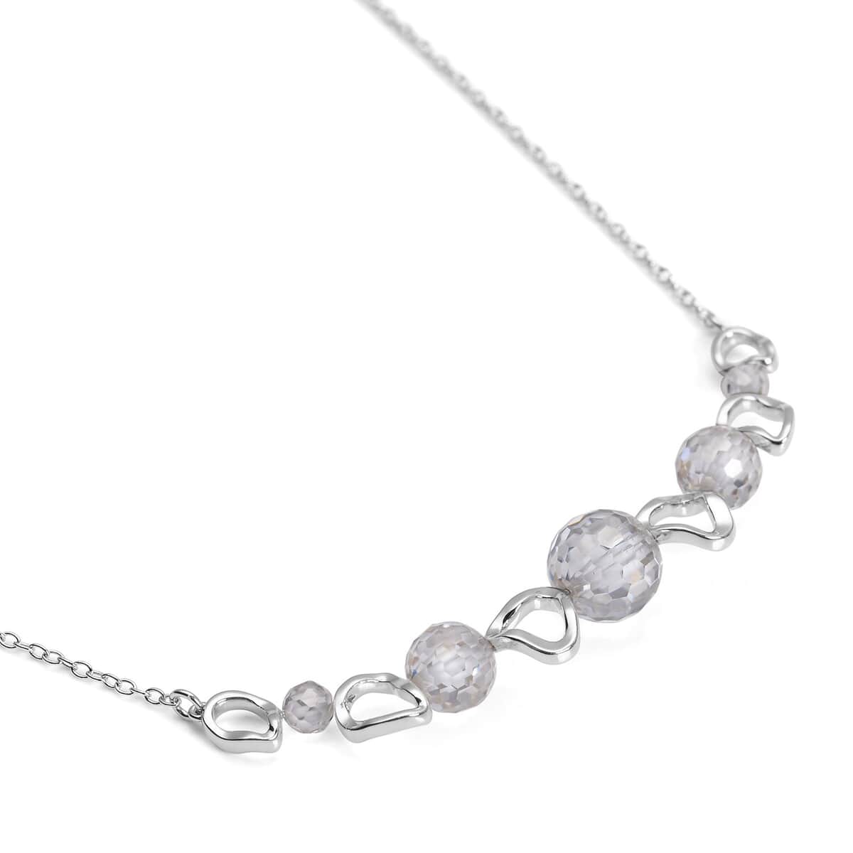 Moissanite Beaded Necklace 18-21 Inches in Rhodium Over Sterling Silver 12.80 ctw image number 2
