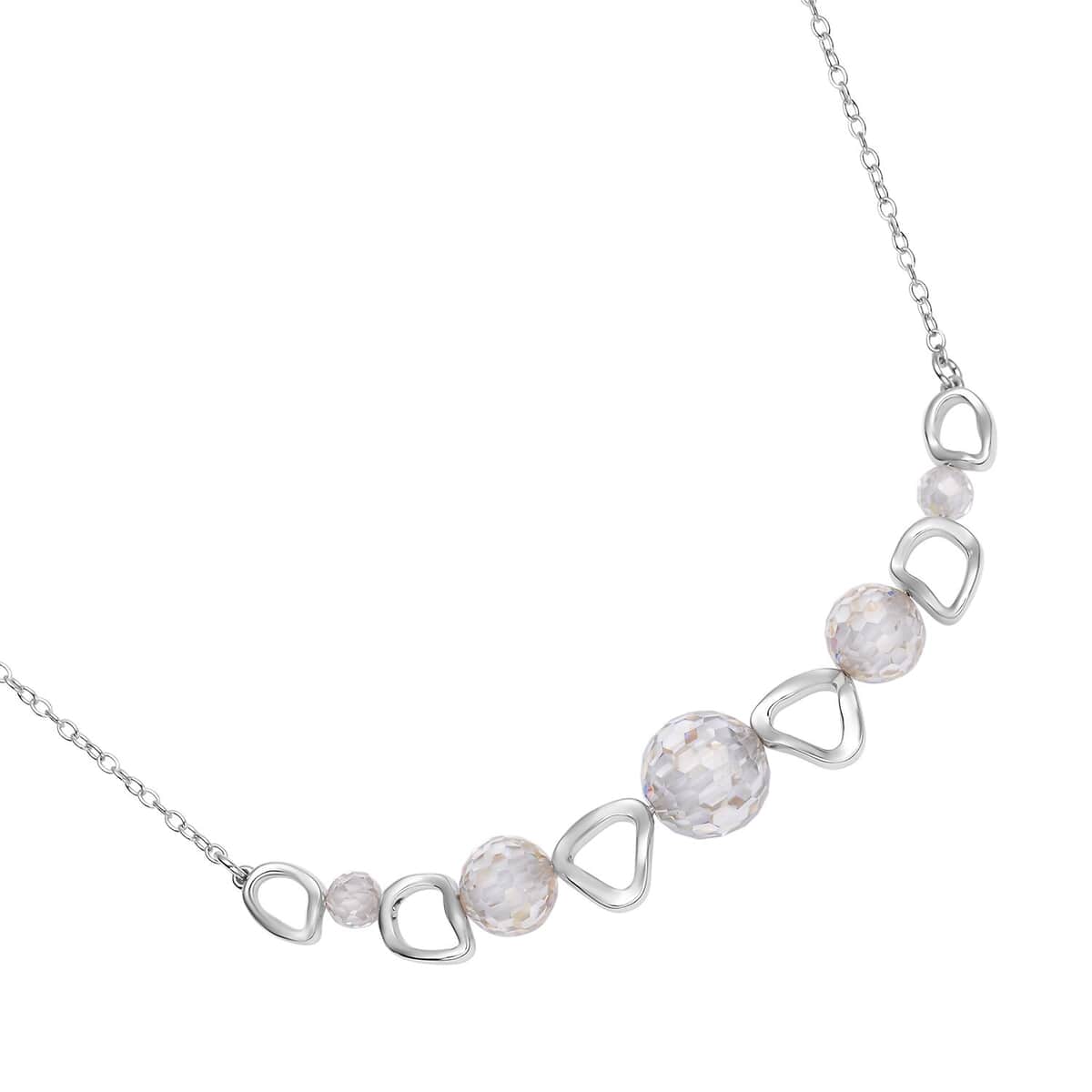 Moissanite Beaded Necklace 18-21 Inches in Rhodium Over Sterling Silver 12.80 ctw image number 3
