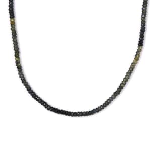 Parti Sapphire Beaded Necklace 20 Inches in Platinum Over Sterling Silver 50.00 ctw