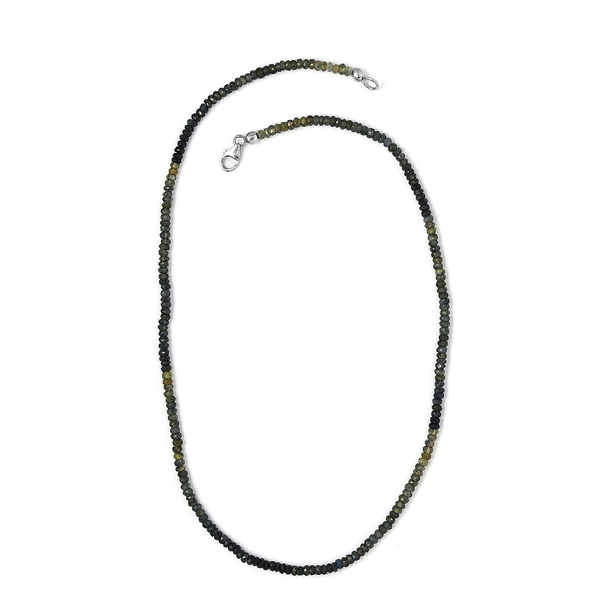 Parti Sapphire Beaded Necklace 20 Inches in Platinum Over Sterling Silver 50.00 ctw