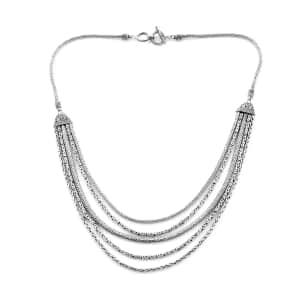Bali Legacy Multi Layer Necklace in Sterling Silver, Silver Toggle Clasp, Birthday Gifts For Her (20-21 Inches)