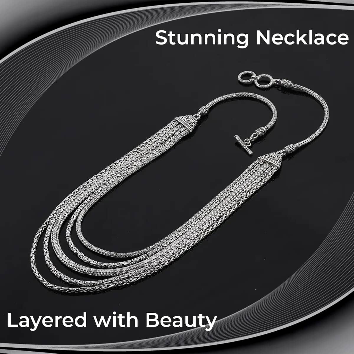 Bali Legacy Multi Layer Necklace in Sterling Silver, Silver Toggle Clasp, Birthday Gifts For Her (20-21 Inches) image number 1