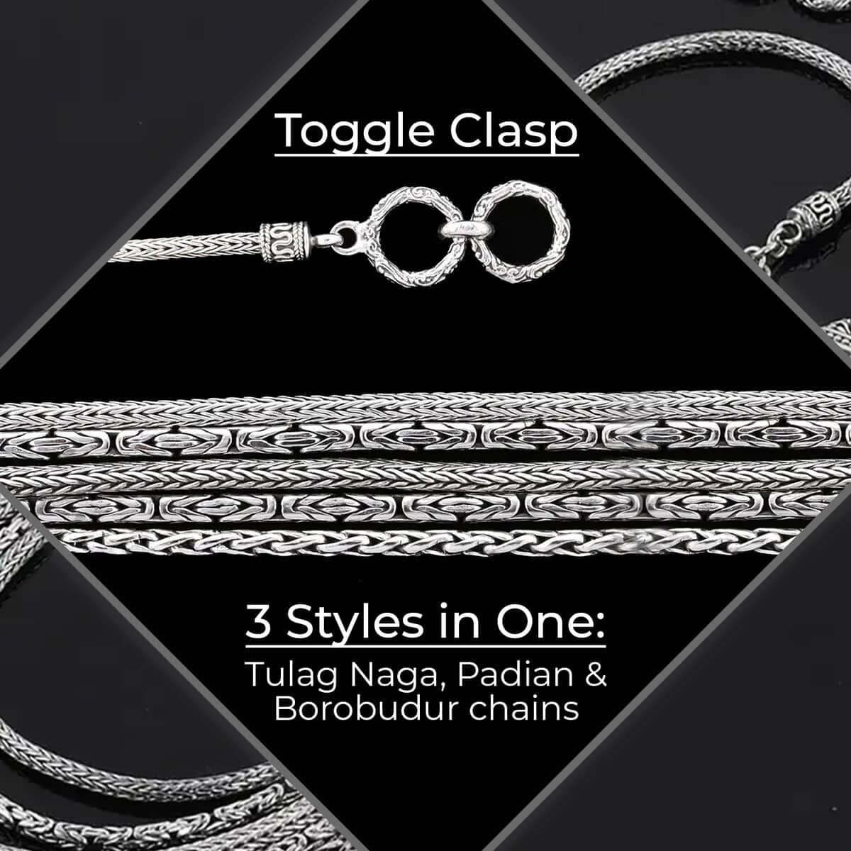 Bali Legacy Multi Layer Necklace in Sterling Silver, Silver Toggle Clasp, Birthday Gifts For Her (20-21 Inches) image number 3