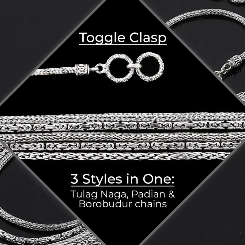 Bali Legacy Multi Layer Necklace in Sterling Silver, Silver Toggle Clasp, Birthday Gifts For Her (20-21 Inches)