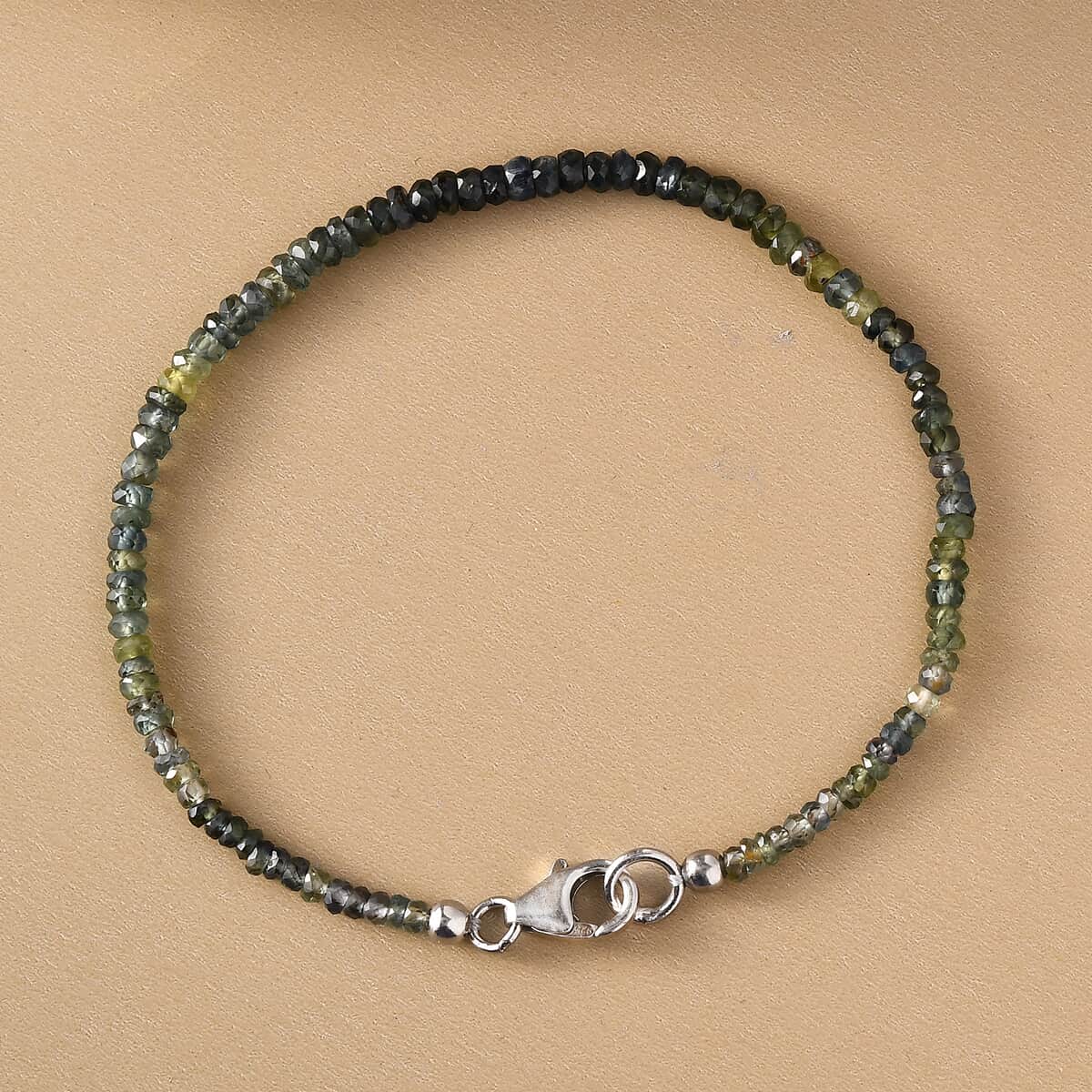 Parti Sapphire Beaded Bracelet in Platinum Over Sterling Silver (7.25 In) 13.80 ctw image number 1