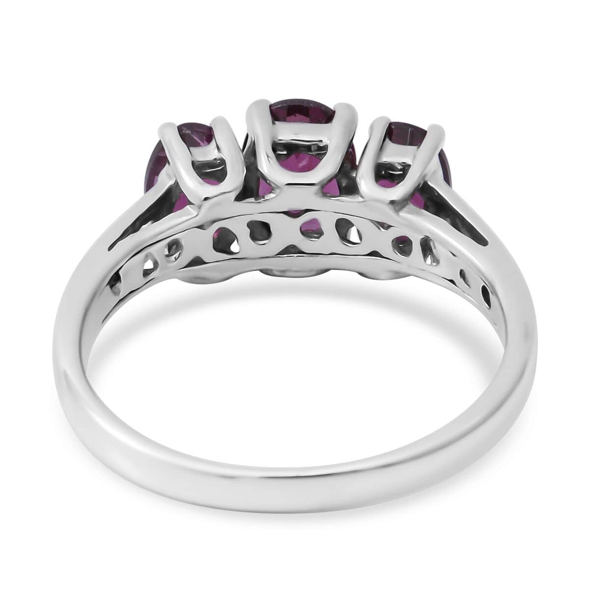 Orissa Rhodolite Garnet 3 Stone Ring in Platinum Over Sterling Silver 2.00 ctw image number 3