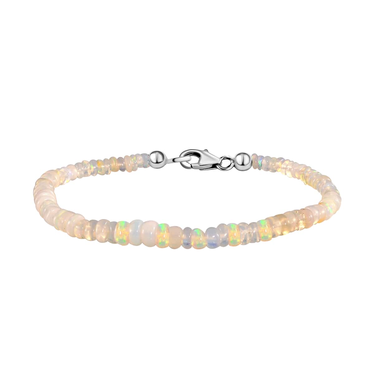 Ethiopian Welo Opal Beaded Bracelet in Platinum Over Sterling Silver (7.25 In) 14.00 ctw image number 0