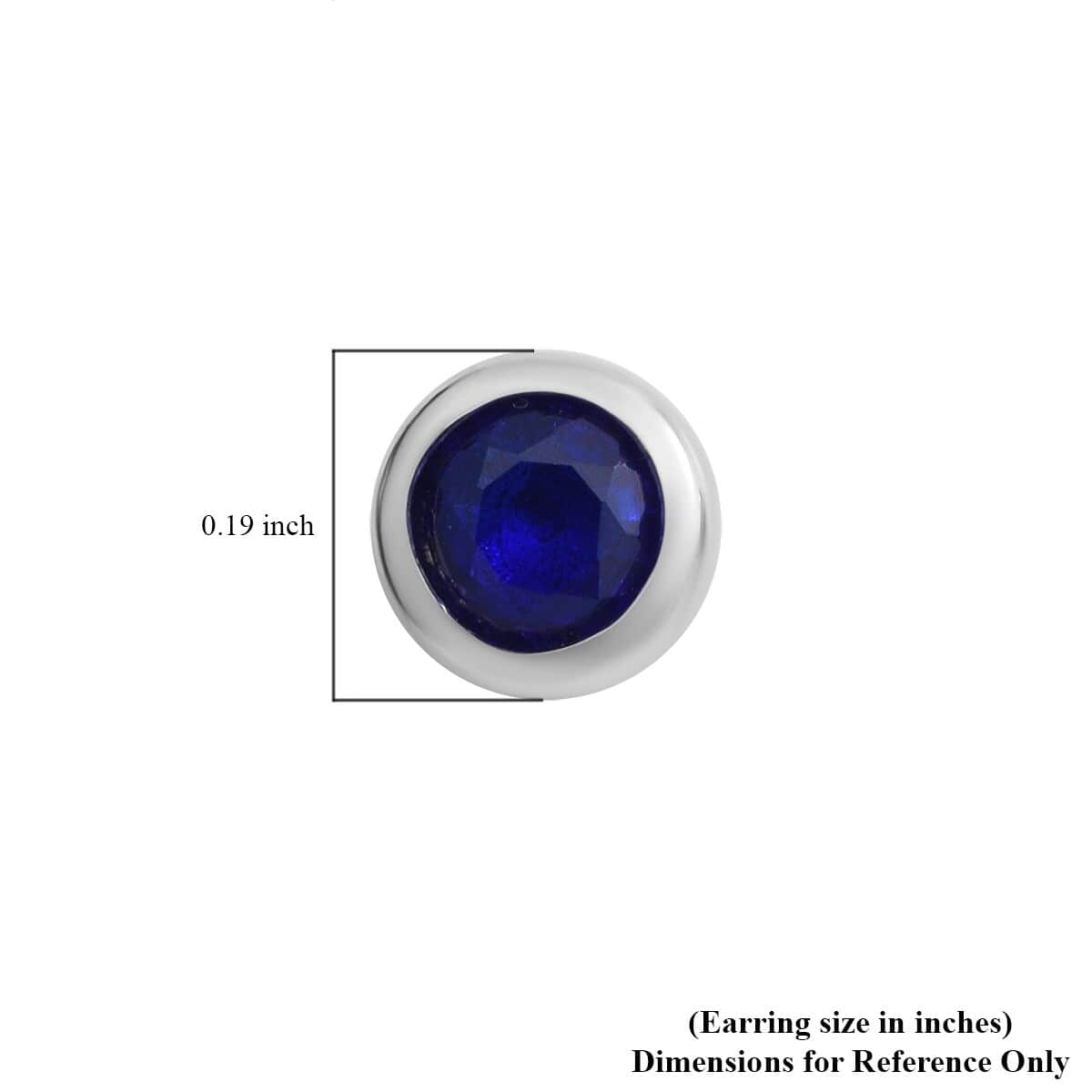 Tanzanian Blue Spinel (DF) Stud Earrings in Platinum Plated Sterling Silver, Blue Solitaire Studs, Anniversary Gifts For Her 1.15 ctw image number 3