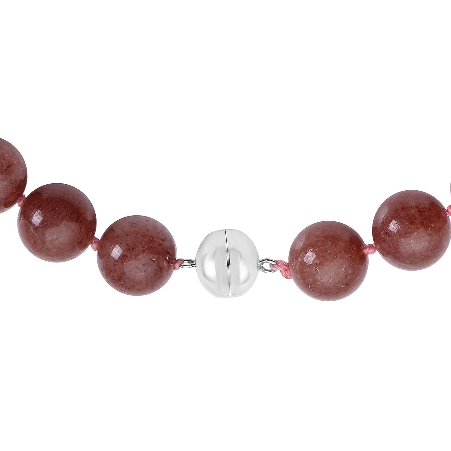 Strawberry Quartz 12-14mm Beaded Necklace 20 Inches in Rhodium Over Sterling Silver 435.00 ctw