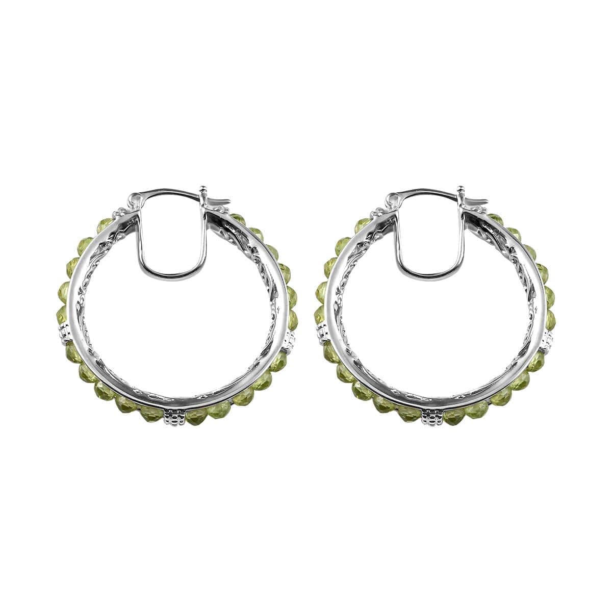 KARIS Peridot Hoop Earrings in Platinum Bond 21.50 ctw image number 3