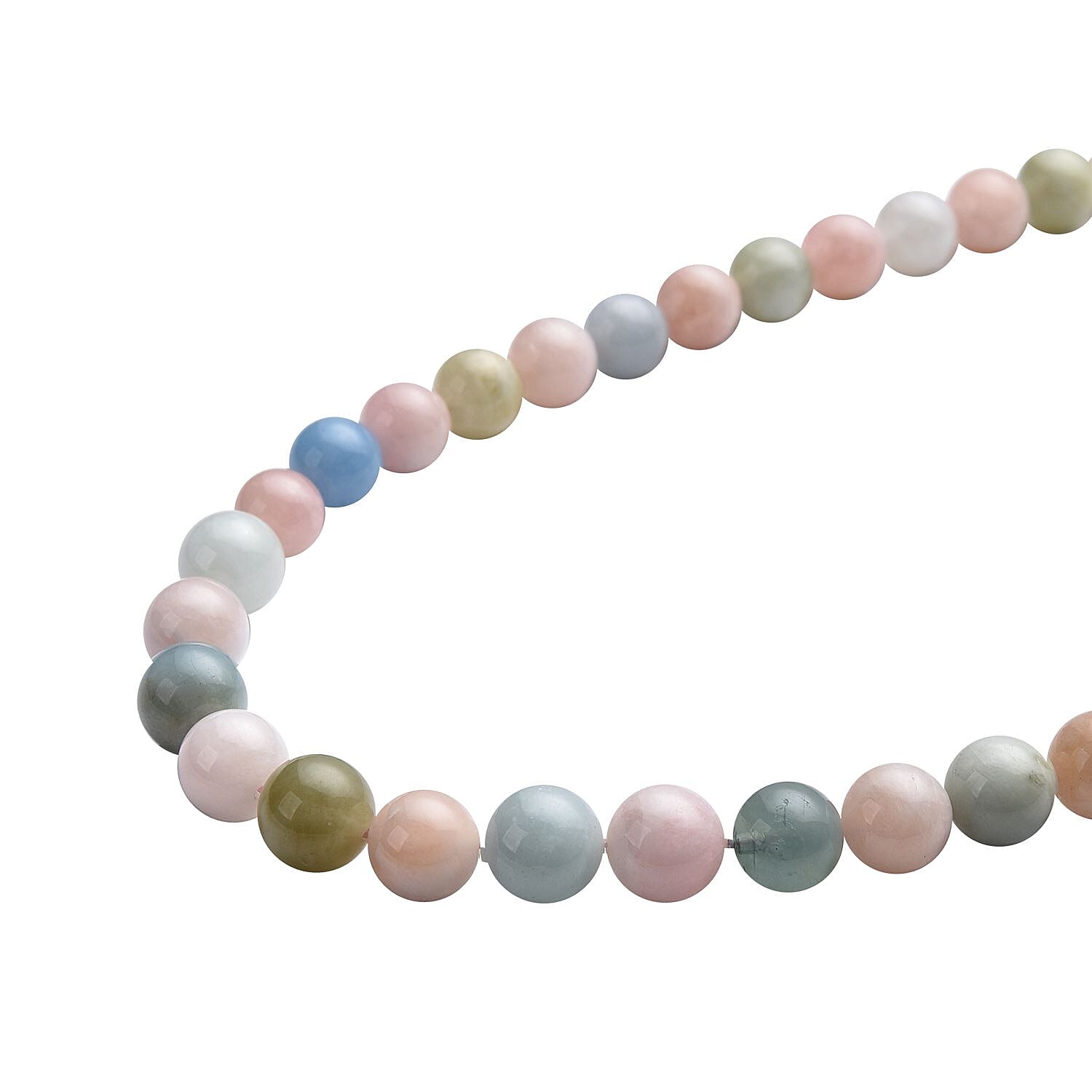 Pink Morganite, Aquamarine, Heliodor Beaded Necklace 20 Inches in Rhodium Over Sterling Silver 365.00 ctw