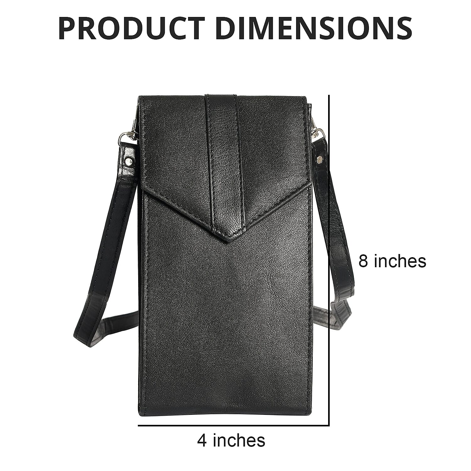 Black RFID Protected Genuine Leather Mobile Phone Crossbody Wallet with Touch Screen Window