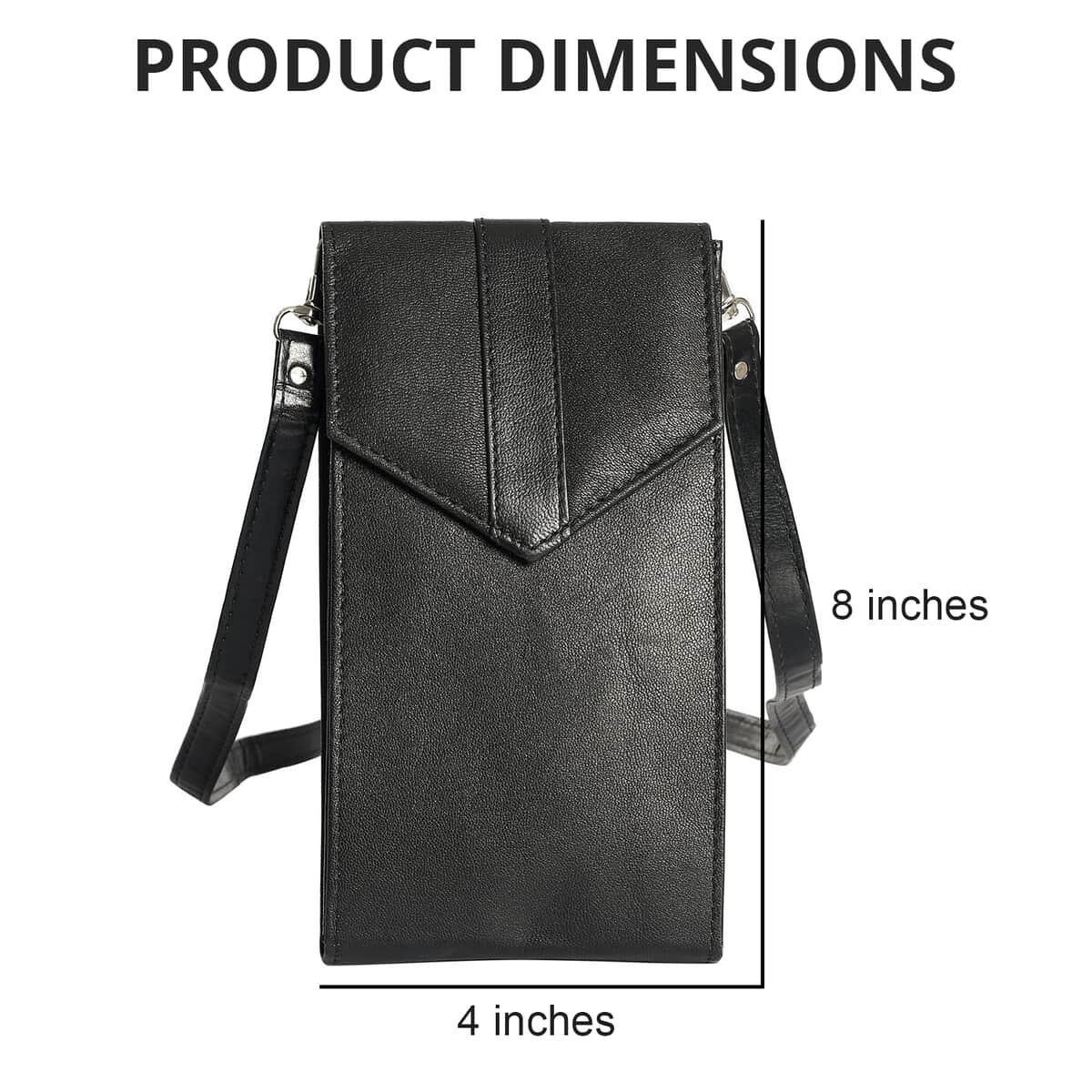 Black RFID Protected Genuine Leather Mobile Phone Crossbody Wallet with Touch Screen Window image number 4