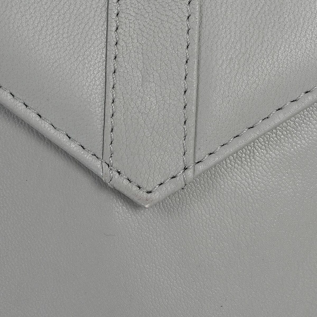 Gray RFID Protected Genuine Leather Mobile Phone Crossbody Wallet with Touch Screen Window image number 5