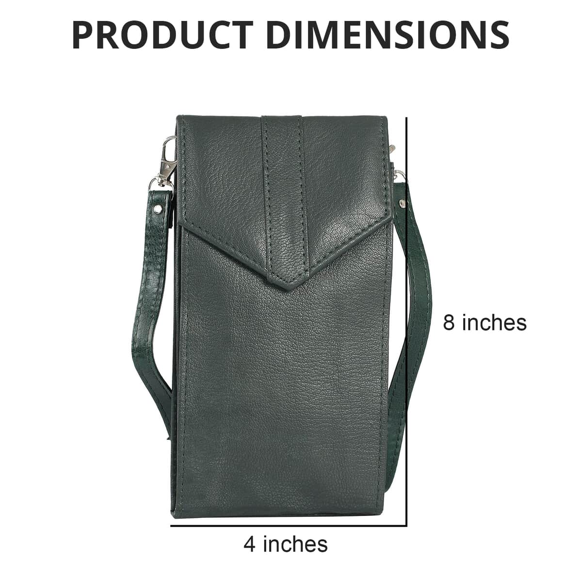 Green RFID Protected Genuine Leather Mobile Phone Crossbody Wallet with Touch Screen Window image number 4