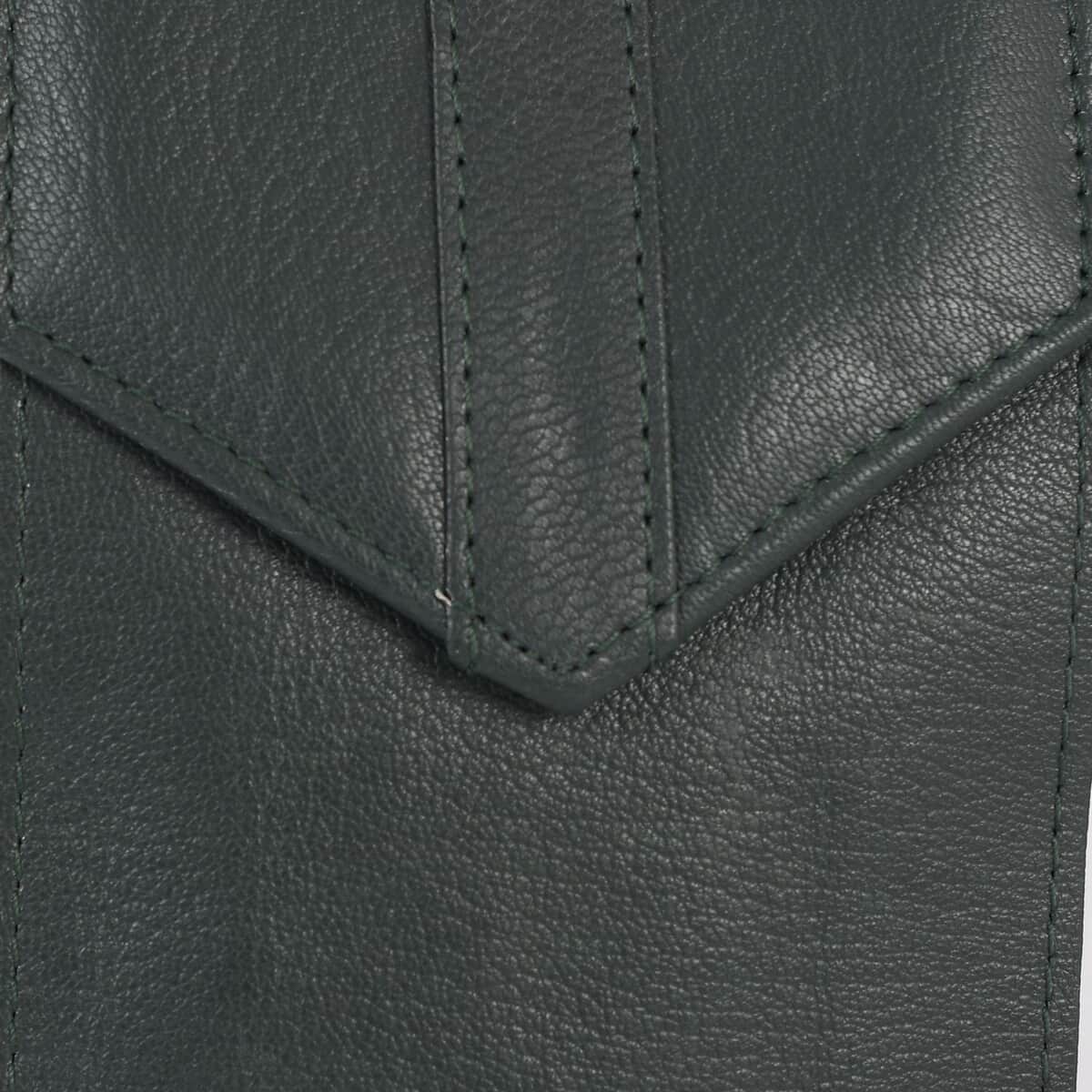 Green RFID Protected Genuine Leather Mobile Phone Crossbody Wallet with Touch Screen Window image number 5