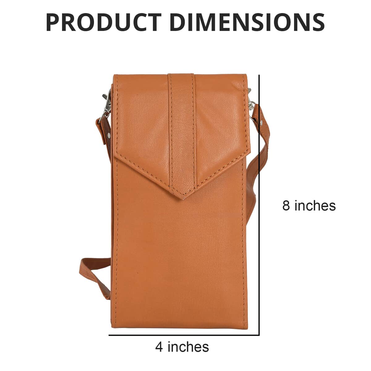 Tan RFID Protected Genuine Leather Mobile Phone Crossbody Wallet with Touch Screen Window image number 4