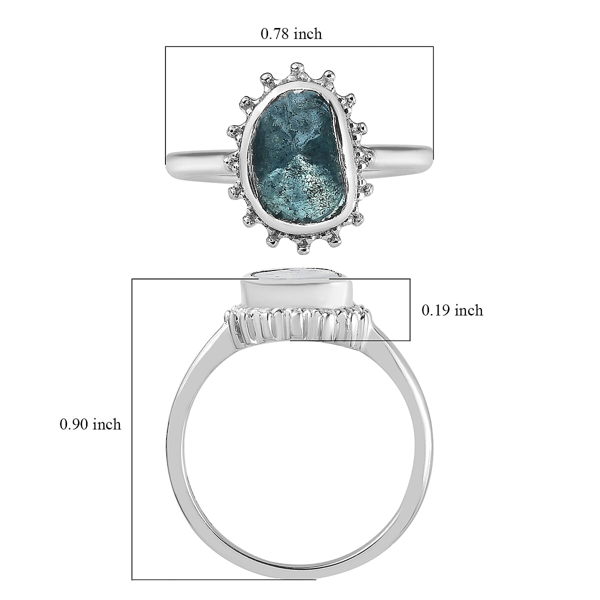 Blue Polki Diamond Solitaire Ring in Platinum Over Sterling Silver (Size 10.0) 0.50 ctw image number 6
