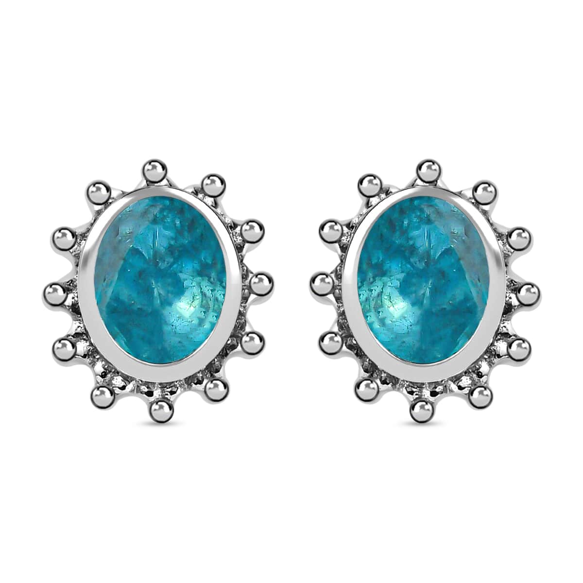 LIMITED EDITION Blue Polki Diamond Stud Earrings in Platinum Over Sterling Silver 0.50 ctw image number 0