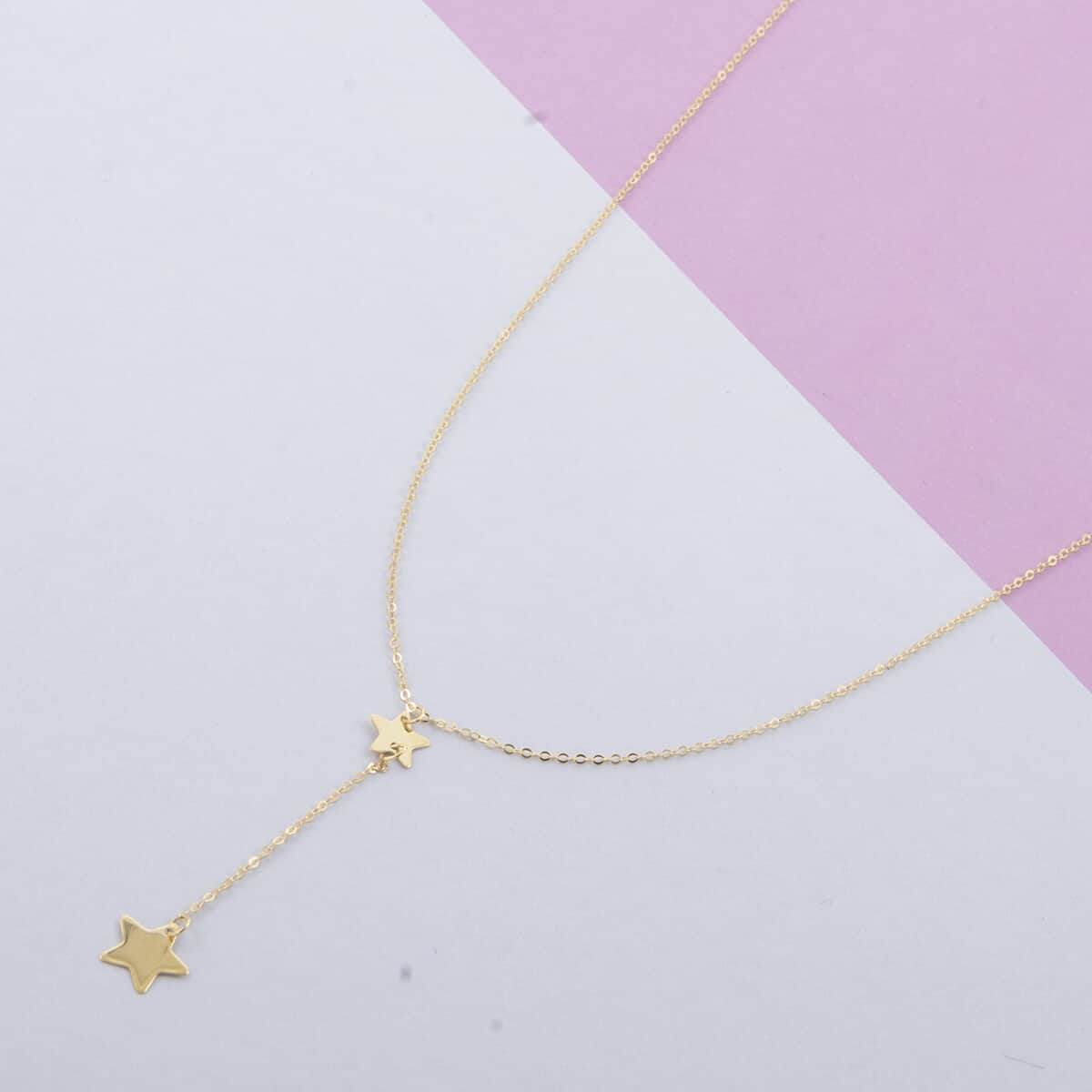 Maestro Gold Collection Italian 10K Yellow Gold 1.5mm Star Drop Necklace 18 Inches image number 1