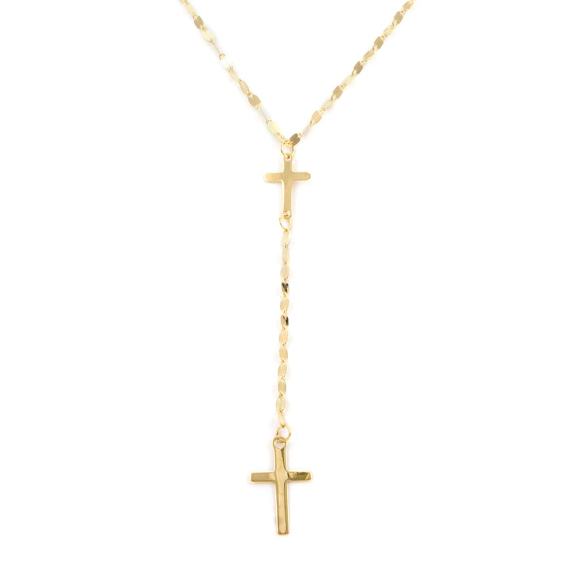 Maestro Gold Collection Italian 10K Yellow Gold Cross Drop Necklace 18 Inches image number 0