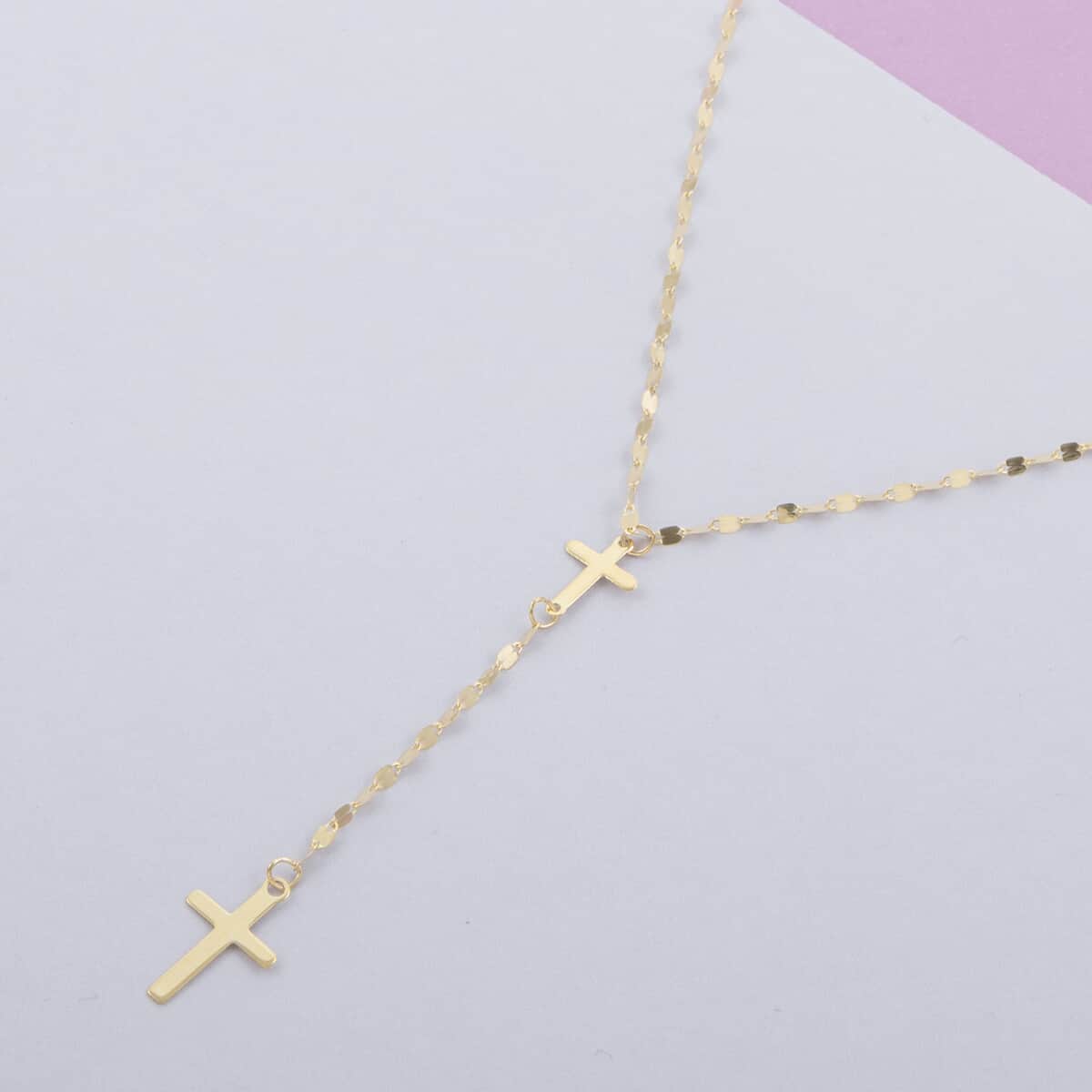 Maestro Gold Collection Italian 10K Yellow Gold Cross Drop Necklace 18 Inches image number 1
