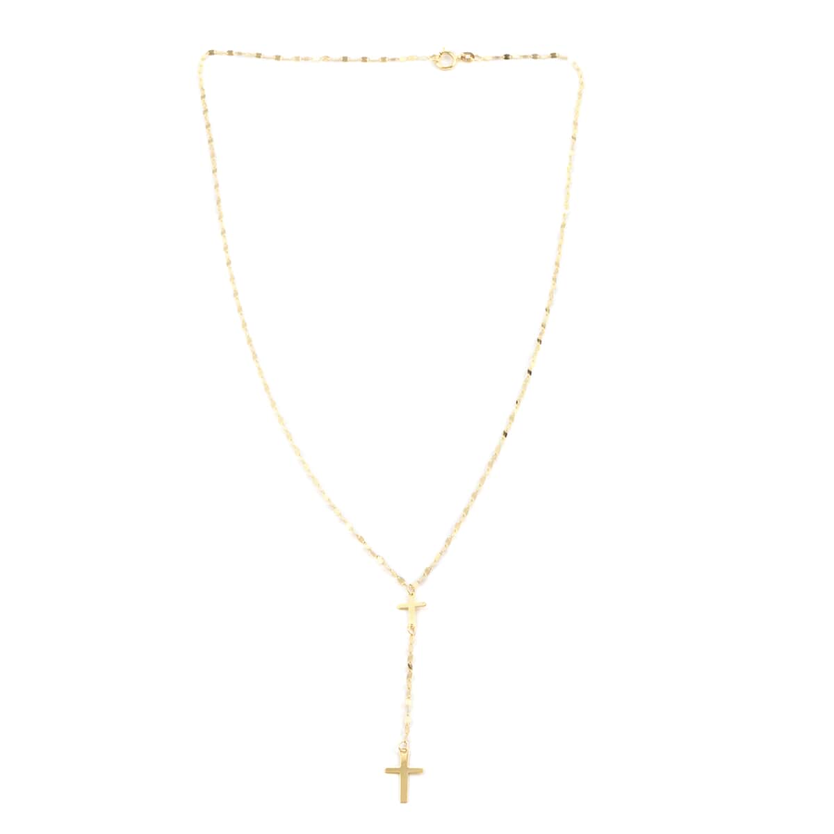 Maestro Gold Collection Italian 10K Yellow Gold Cross Drop Necklace 18 Inches image number 2