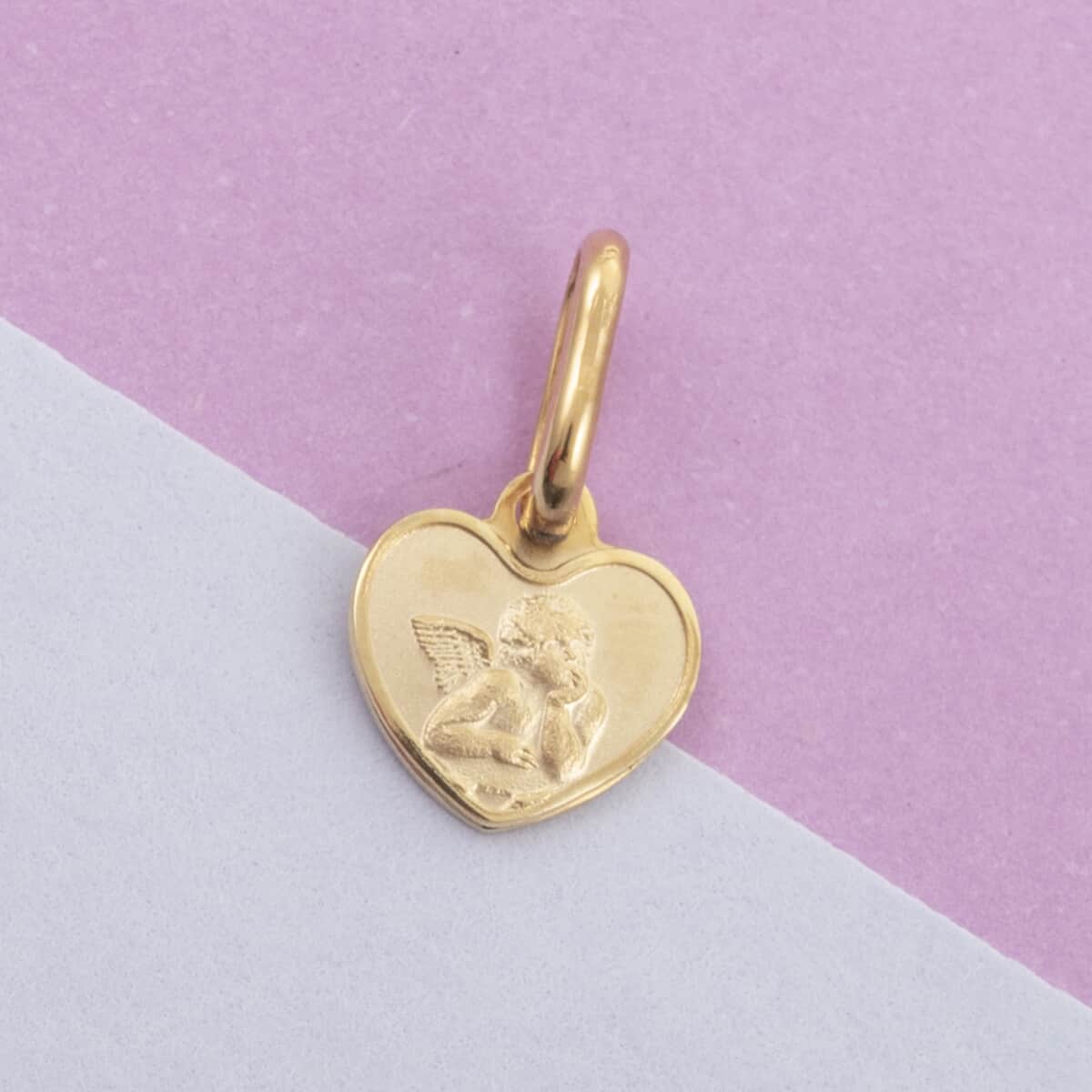 Maestro Gold Collection Italian 10K Yellow Gold Angel Heart Pendant image number 1
