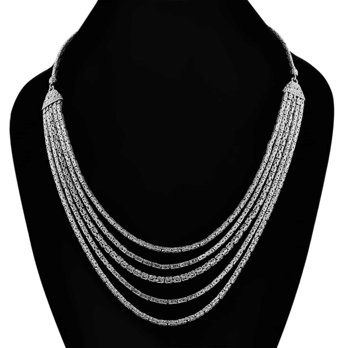 Bali Legacy Sterling Silver Multi Strand Borobudur Necklace 20 Inches 74.15 Grams image number 2