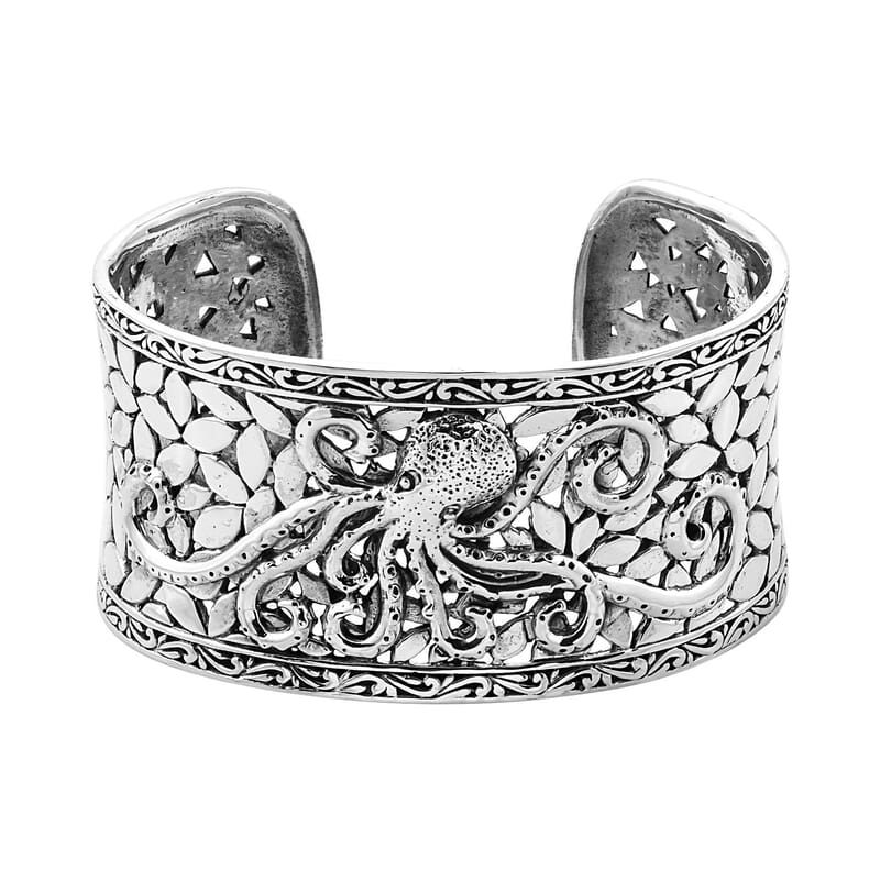 Bali Legacy Octopus Cuff Bracelet in Sterling Silver 66.80 Grams (7.50 In)