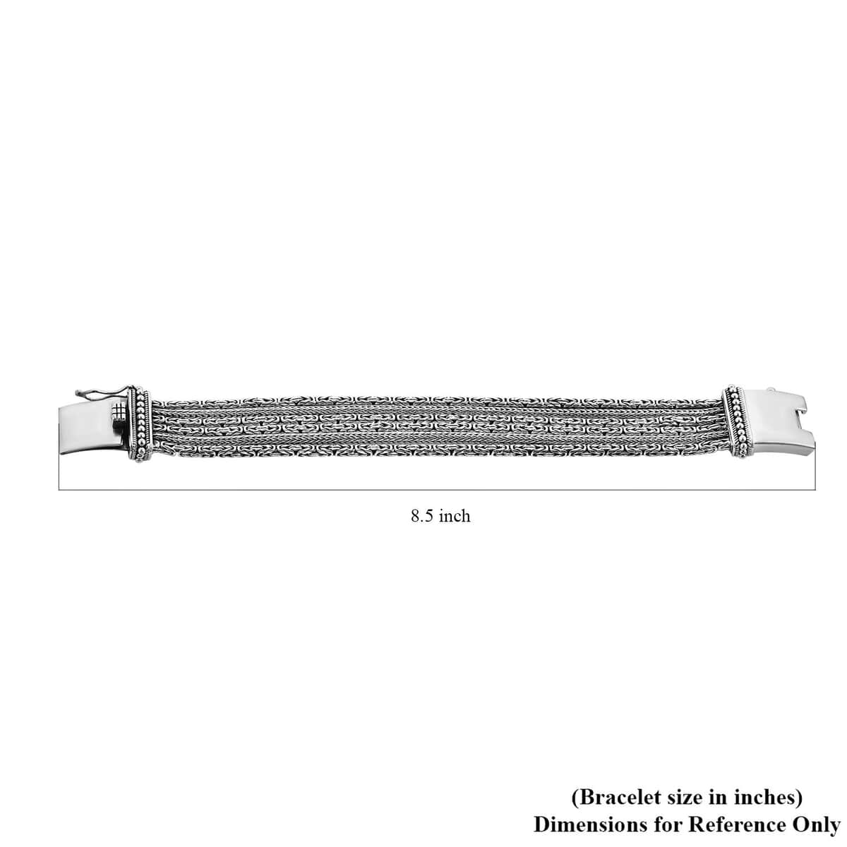 Bali Legacy Sterling Silver Multi Tulang Naga & Borobudur Chain Bracelet (8.00 In) 59.60 Grams image number 4