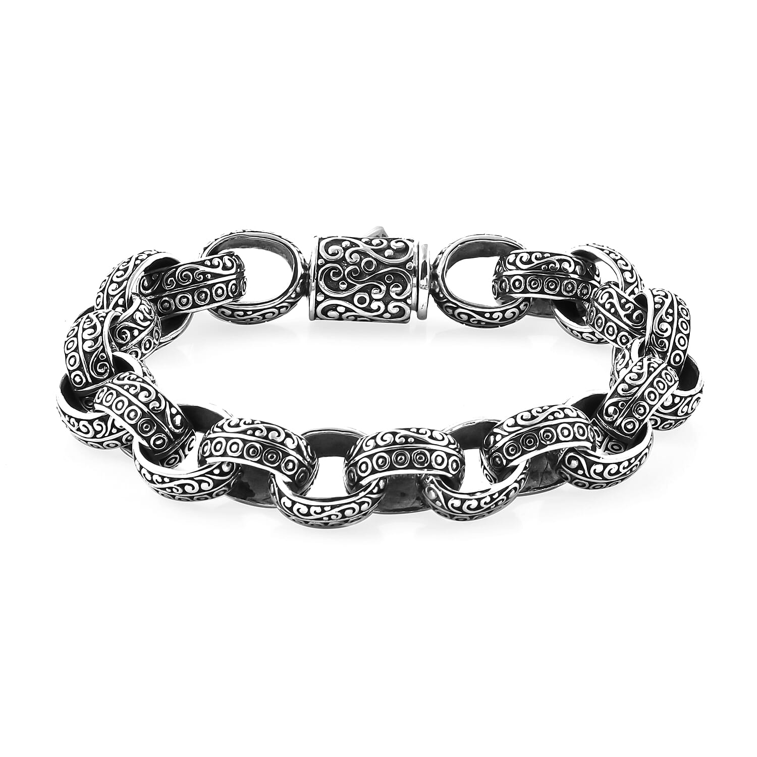 Jessica Exclusive Pick Bali Legacy Sterling Silver Bracelet (7.50 In) 49.80 Grams