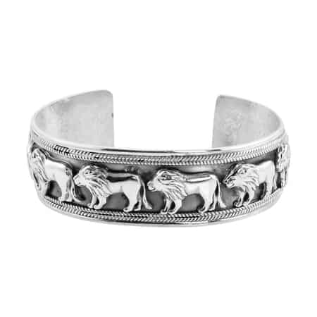 Bali Legacy Sterling Silver Lion Bangle Bracelet (7.25 In) 36.15 Grams image number 0