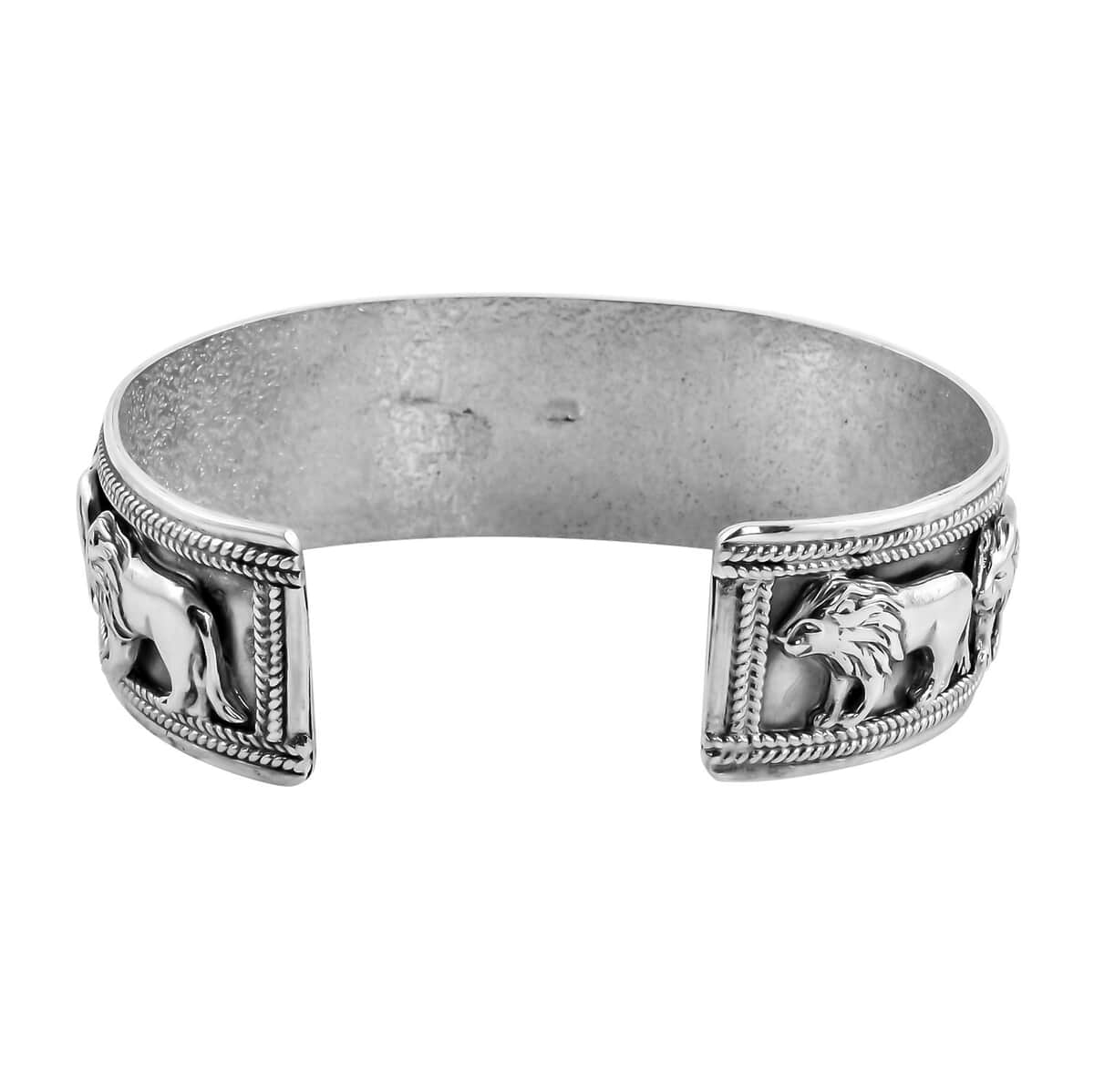 Bali Legacy Sterling Silver Lion Bangle Bracelet (7.25 In) 36.15 Grams image number 4