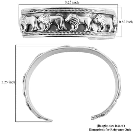 Bali Legacy Sterling Silver Lion Bangle Bracelet (7.25 In) 36.15 Grams image number 5