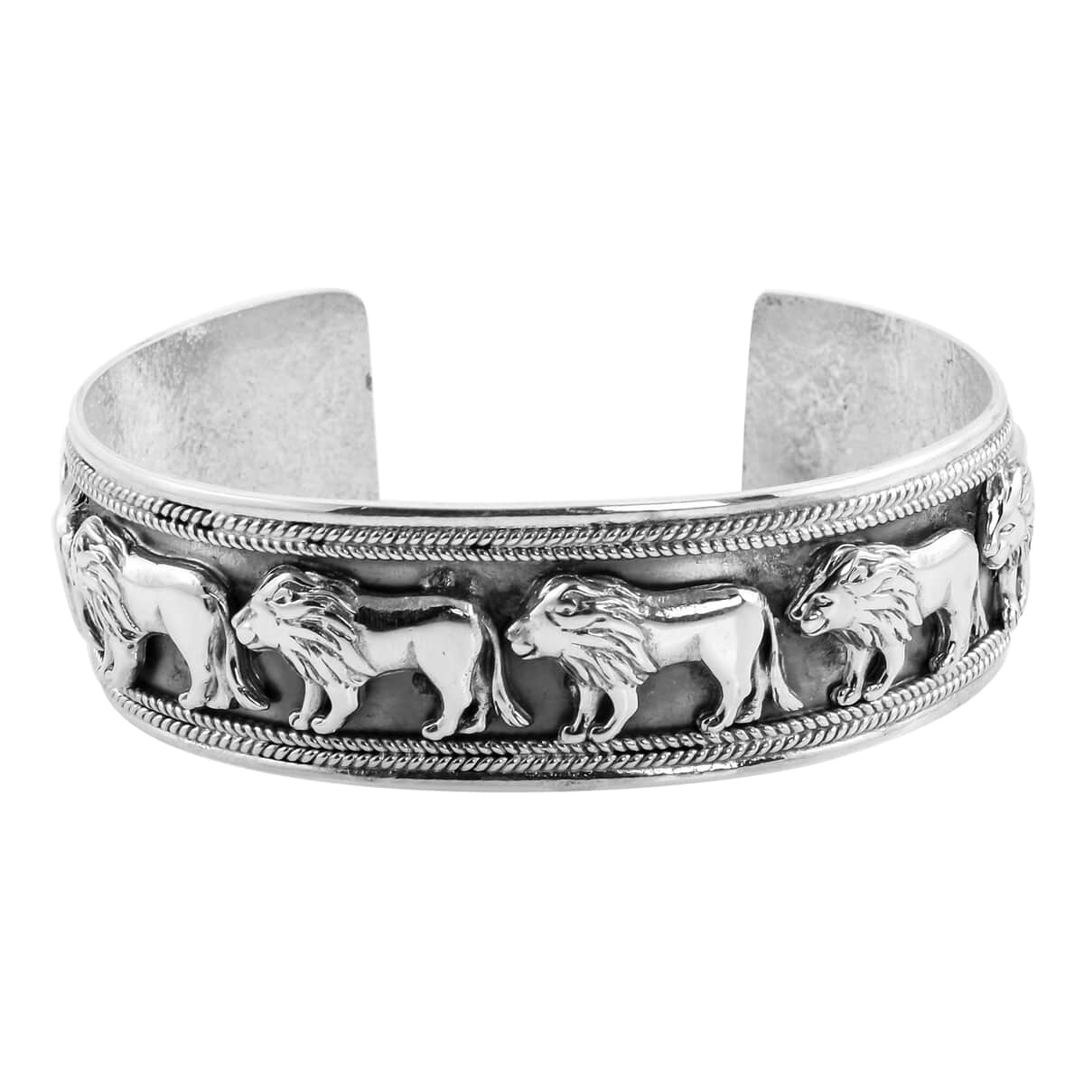 Bali Legacy Sterling Silver Lion Motif Cuff Bracelet (7.50 In) 37.50 Grams image number 0