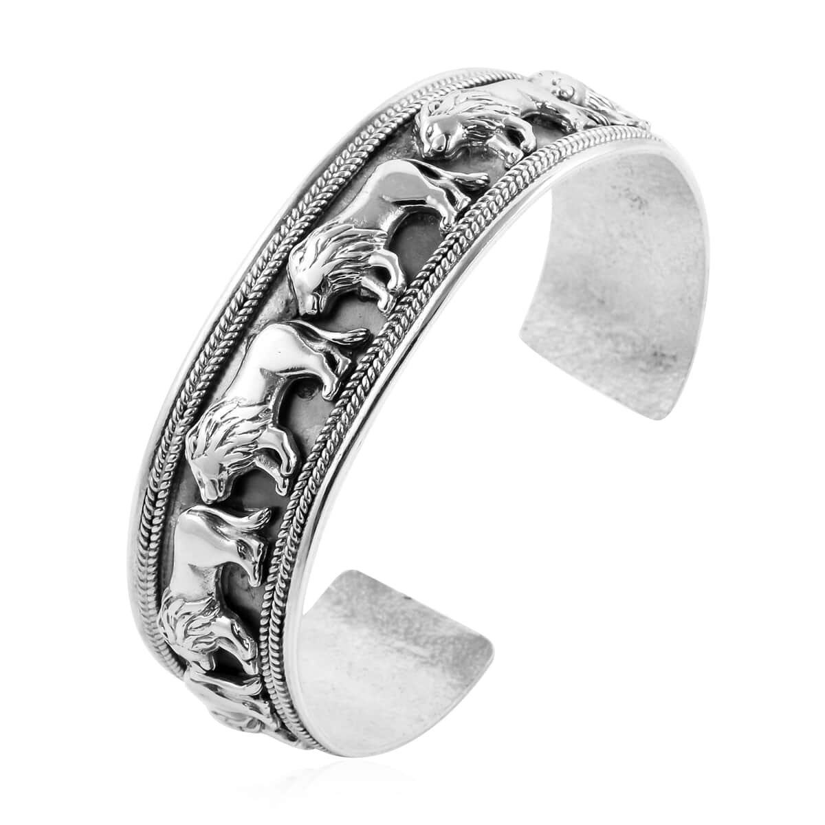 Bali Legacy Sterling Silver Lion Motif Cuff Bracelet (7.50 In) 37.50 Grams image number 3